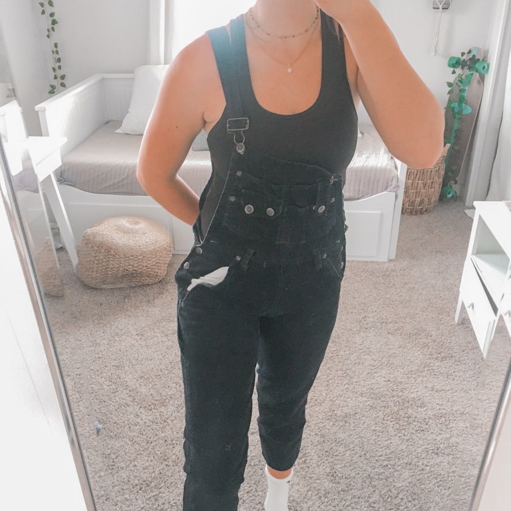 SOLD Vintage black corduroy pant overalls
